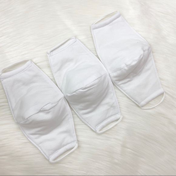 ‼️3 WHITE HANDMADE IN USA - cotton face masks - Picture 2 of 2